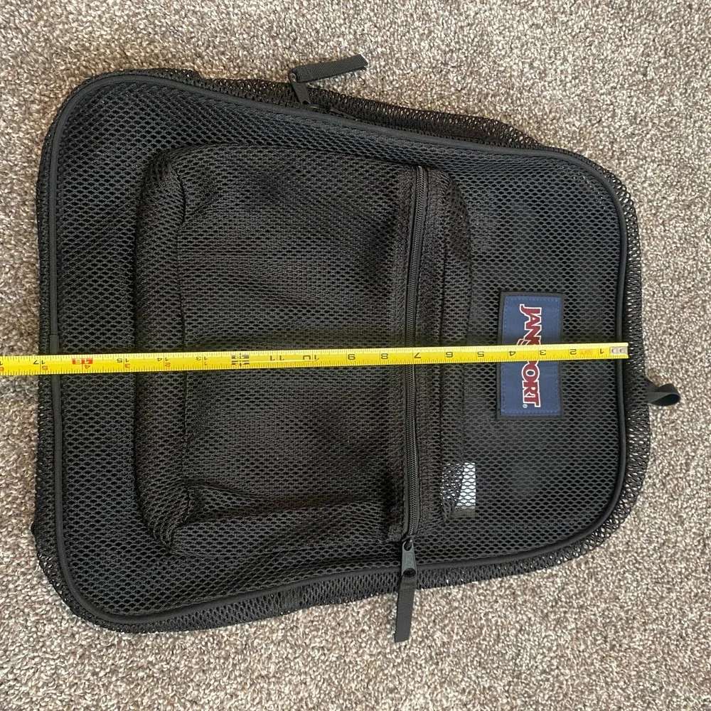 Jansport Black Eco Mesh‎ All Over See-Thru Backpack Bookbag School Gym